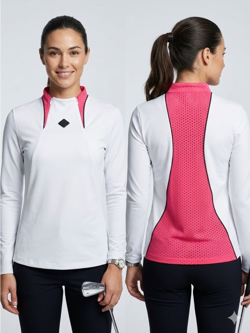 J.Lindeberg Womens Twinny Golf Mid Layer AWJS06569 White Size Large
